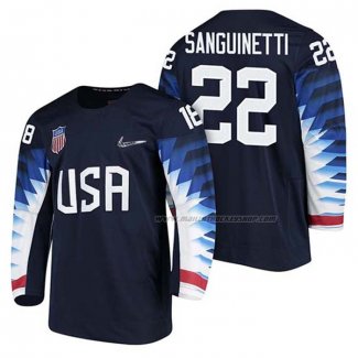 Maillot Hockey USA Bobby Sanguinetti 2018 Olympic Bleu