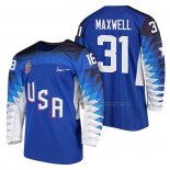 Maillot Hockey USA Brandon Maxwell 2018 Olympic Bleu2