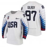 Maillot Hockey USA Matt Gilroy 2018 Olympic Blanc