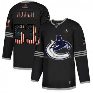 Maillot Hockey Vancouver Canucks Bo Horvat 2020 USA Flag Noir2