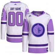 Maillot Hockey Winnipeg Jets Personnalise Fights Cancer Authentique Blanc Volet