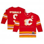 Maillot Hockey Calgary Flames Lanny Mcdonald Mitchell & Ness 1988-89 Captain Patch Blue Line Rouge