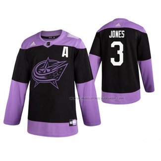 Maillot Hockey Columbus Blue Jackets Seth Jones 2019 Fights Cancer Noir