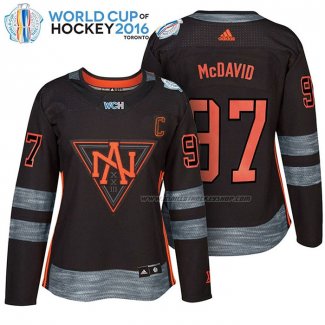 Maillot Hockey Femme America del Norte Connor Mcdavid 97 Premier 2016 World Cup Noir