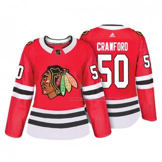 Maillot Hockey Femme Chicago Blackhawks Corey Crawford Authentique Joueur Rouge