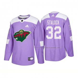 Maillot Hockey Minnesota Wild Alex Stalock Authentique 2018 Fights Cancer Volet