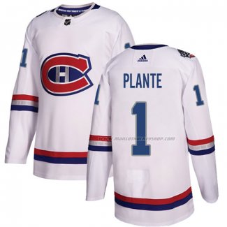 Maillot Hockey Montreal Canadiens Jacques Plante Authentique 2017 100 Classic Blanc