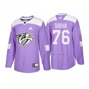 Maillot Hockey Nashville Predators P.k. Subban Authentique 2018 Fights Cancer Volet