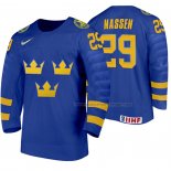 Maillot Hockey Suecia Linus Nassen Exterieur 2020 Iihf World Junior Championship Bleu