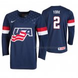 Maillot Hockey USA Cam York 2019 Iihf World U18 Championship Bleu