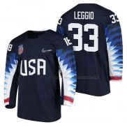 Maillot Hockey USA David Leggio 2018 Olympic Bleu