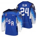 Maillot Hockey USA Jonathon Blum 2018 Olympic Bleu2