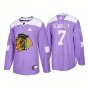 Maillot Hockey Chicago Blackhawks Brent Seabrook Authentique 2018 Fights Cancer Volet