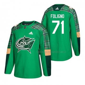 Maillot Hockey Columbus Blue Jackets Nick Foligno 2018 Dia de San Patricio Vert