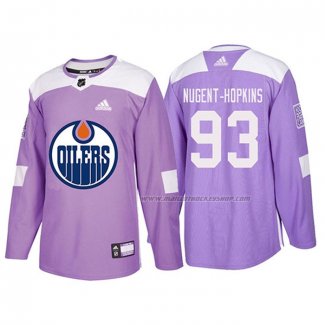 Maillot Hockey Edmonton Oilers Ryan Nugent Hopkins 2018 Fights Cancer Volet