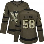 Maillot Hockey Femme Pittsburgh Penguins Kris Letang 2018 Salute To Service Vert Militar