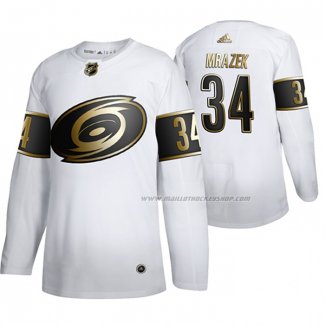 Maillot Hockey Golden Edition Carolina Hurricanes Petr Mrazek Authentique Blanc