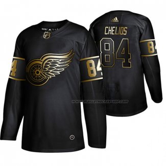 Maillot Hockey Golden Edition Detroit Red Wings Jake Chelios Authentique Noir