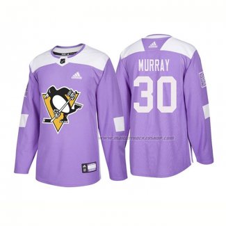 Maillot Hockey Pittsburgh Penguins Matt Murray Authentique 2018 Fights Cancer Volet