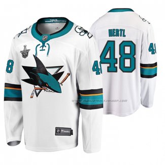 Maillot Hockey San Jose Sharks Exterieur Tomas Hertl Stanley Cup Playoffs Blanc