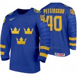 Maillot Hockey Suecia Elias Pettersson Exterieur 2020 Iihf World Junior Championships Bleu