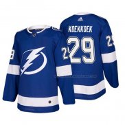 Maillot Hockey Tampa Bay Lightning Slater Koekkoek Domicile Authentique Joueur Bleu