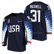 Maillot Hockey USA Brandon Maxwell 2018 Olympic Bleu