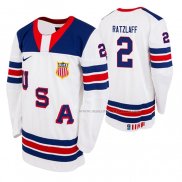 Maillot Hockey USA Jake Ratzlaff 2019 Hlinka Gretzky Cup Blanc