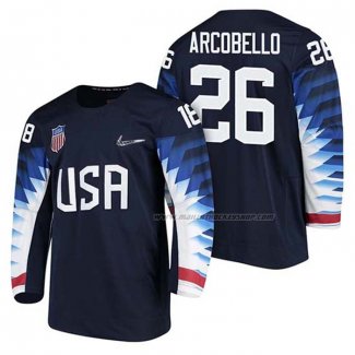 Maillot Hockey USA Mark Arcobello 2018 Olympic Bleu