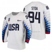 Maillot Hockey USA Ryan Stoa 2018 Olympic Blanc