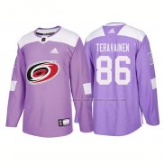 Maillot Hockey Carolina Hurricanes Teuvo Teravainen Authentique 2018 Fights Cancer Volet