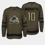 Maillot Hockey Colorado Avalanche Sven Andrighetto 2018 Salute To Service Vert Militar