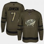 Maillot Hockey Columbus Blue Jackets Jack Johnson 2018 Salute To Service Vert Militar