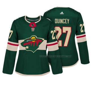 Maillot Hockey Femme Minnesota Wild Kyle Quincey Authentique Joueur Vert