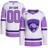 Maillot Hockey Florida Panthers Personnalise Fights Cancer Authentique Blanc Volet