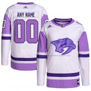 Maillot Hockey Nashville Predators Personnalise Fights Cancer Authentique Blanc Volet