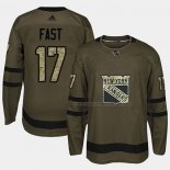 Maillot Hockey New York Rangers Jesper Fast 2018 Salute To Service Vert Militar