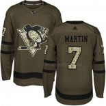 Maillot Hockey Pittsburgh Penguins Paul Martin 2018 Salute To Service Vert Militar