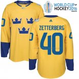 Maillot Hockey Suecia Henrik Zetterberg Premier 2016 World Cup Jaune