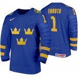 Maillot Hockey Suecia Jhonas Enroth Exterieur 2020 Iihf World Junior Championships Bleu