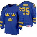 Maillot Hockey Suecia Linus Oberg Exterieur 2020 Iihf World Junior Championship Bleu