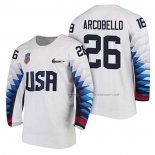 Maillot Hockey USA Mark Arcobello 2018 Olympic Blanc