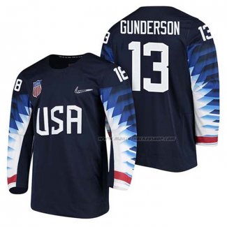 Maillot Hockey USA Ryan Gunderson 2018 Olympic Bleu