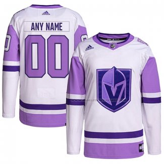 Maillot Hockey Vegas Golden Knights Personnalise Fights Cancer Authentique Blanc Volet