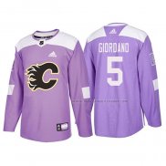 Maillot Hockey Calgary Flames Mark Giordano 2018 Fights Cancer Volet