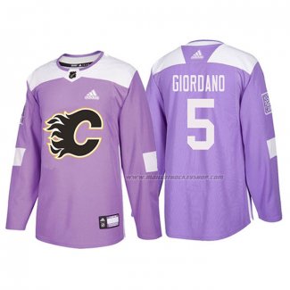 Maillot Hockey Calgary Flames Mark Giordano 2018 Fights Cancer Volet