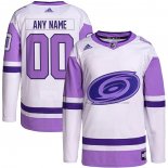 Maillot Hockey Carolina Hurricanes Personnalise Fights Cancer Authentique Blanc Volet