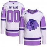 Maillot Hockey Chicago Blackhawks Personnalise Fights Cancer Authentique Blanc Volet