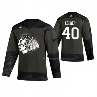 Maillot Hockey Chicago Blackhawks Robin Lehner 2019 Veterans Day Camouflage