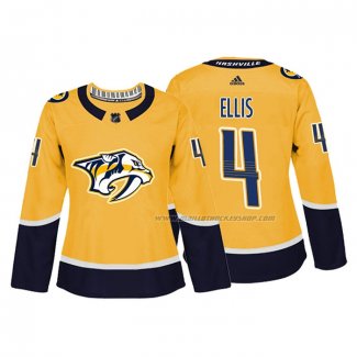 Maillot Hockey Femme Nashville Predators Ryan Ellis Authentique Joueur Jaune